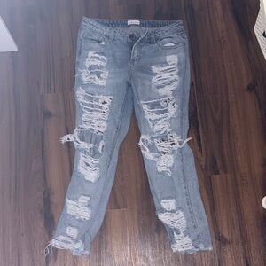 Cello Light Blue Distressed Boyfriend Jeans